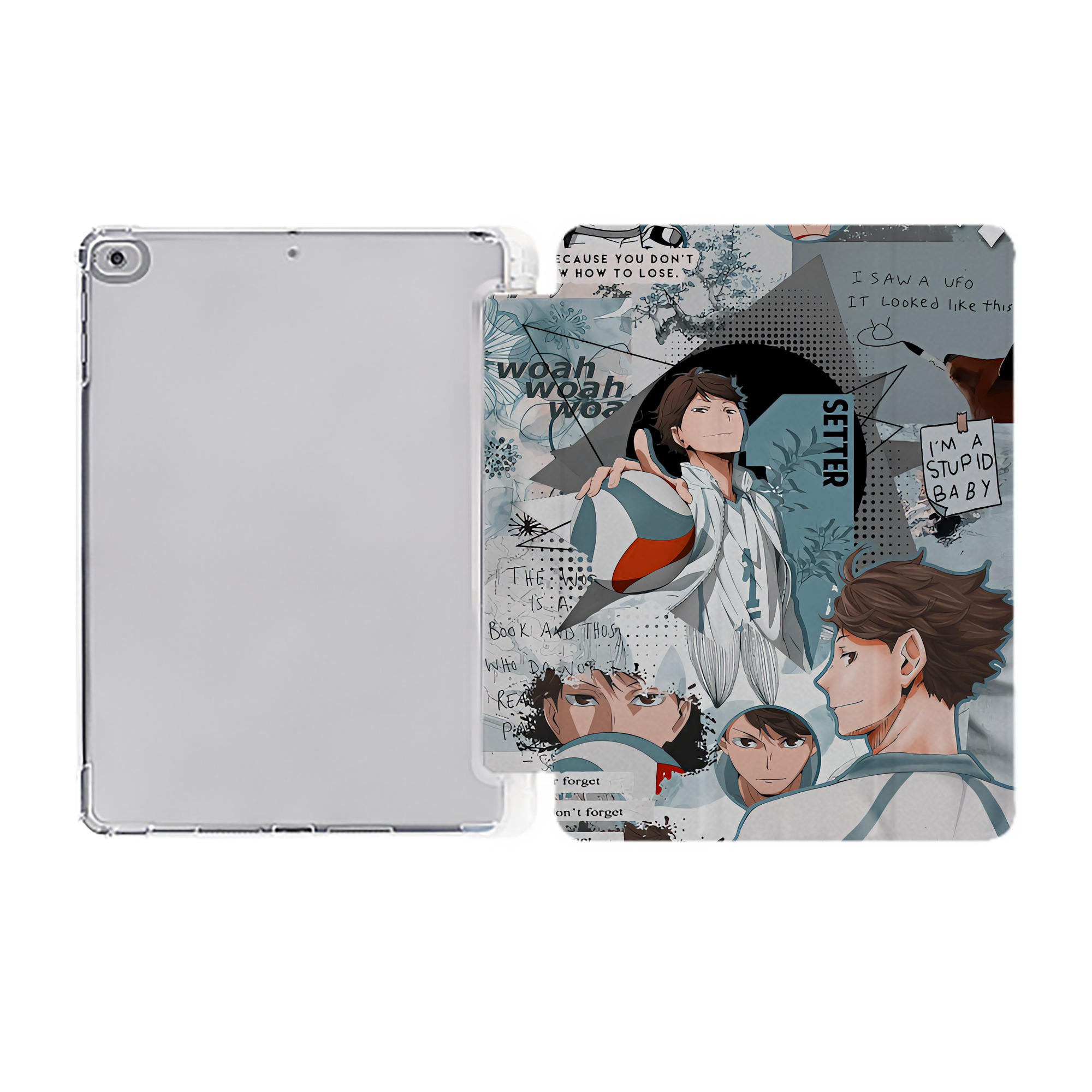 （画像用） ハイキュー!! Haikyu!! IPad ケース ペン収納付き 三つ折りスタンド PUレザー×シリコン 対応機種9.5/10.5/10.9インチ